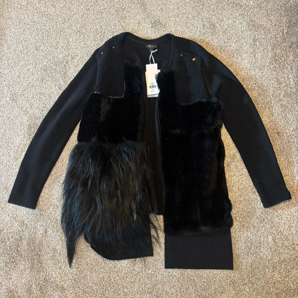 Per Se Black Teddy Jacket with Fur Accents - Picture 2 of 8